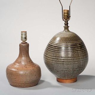 Two Stoneware Pottery Lamps