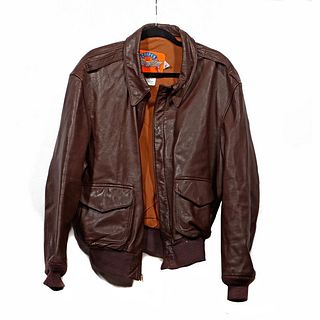 Cooper Brown Leather Bomber Jacket.