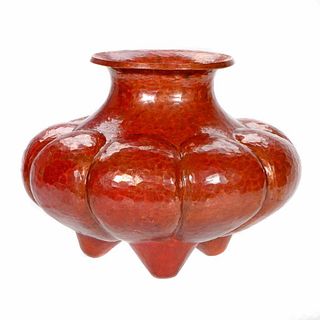 Mexican Hammered Copper Vase.