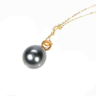 Tahitian cultured pearl, diamond and 18k gold pendant