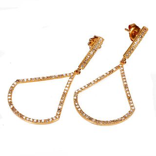 Pair of diamond and 14k gold earrings
