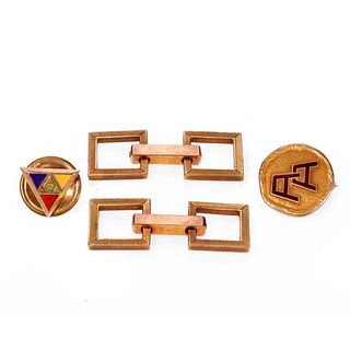 Pair of 14k gold double-sided cufflinks