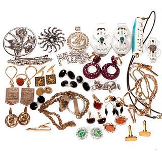 Group of costume and silver jewelry and accessories