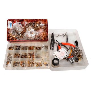 Collection of jewelry findings, supplies and tools