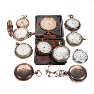 Group of silver and metal pocketwatches
