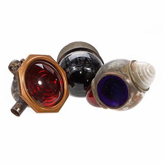 Three Colored Glass Signal Lamps.