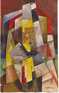 Georges Valmier, Goache on Paper, Cubist Composition
