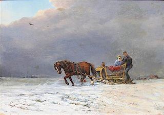 Klaas van Vliet, (Dutch, 1841-1917), Winter Sleigh Ride, 1876