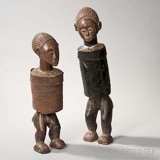 Two Makonde-style Anthropomorphic Containers