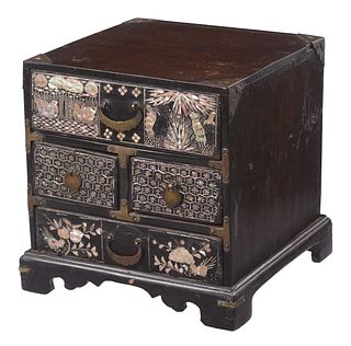 Korean Mother of Pearl Inlaid Wood Chest 