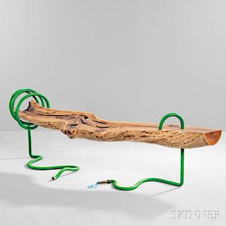 Joe Voltas Contemporary Bench with Green Hose