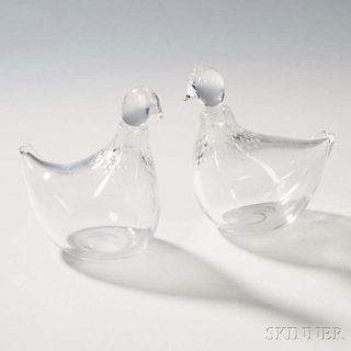 Pair of Bird-form Decanters by Vicke Lindstrand for Kosta