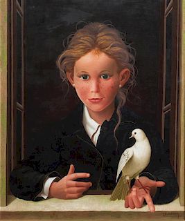 Philippe Bonamy  , (French, b. 1926), Girl with Dove
