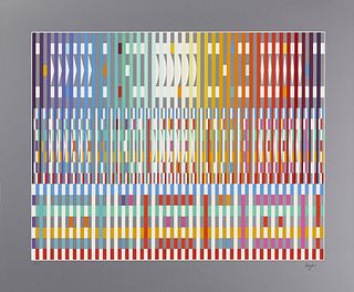Yaacov Agam 'Blessing (Dark)' serigraph, Signed & numbered, Publisher COA