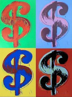 Andy Warhol "Dollar Sign"  4 Piece Portfolio, Serigraph, Sunday B. Morning