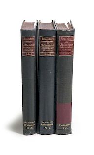 Rosenberg, Marc
Der Goldschmiede Merkzeichen. 3 Bde. Mit zahlreichen photographischen Abb. Frankfurt, Verlagsanstalt, 1922-25