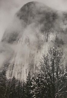Ansel Adams, El Capitan, Cliffs and Tree, Winter, Yosemite National Park, California, C. 1940
