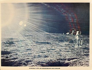 Nasa, Astronaut With Lm In Background And Sunglare