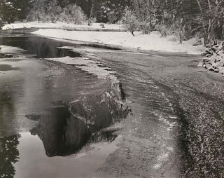 Ansel Adams, Half Dome, Reflections, Merced River, Winter, Yosemite National Park, California, C. 1945