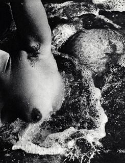 LUCIEN CLERGUE - Female Nude Breast Ocean Wave, 1968