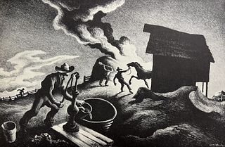 Thomas Hart Benton, Fire In The Barnyard, 1944