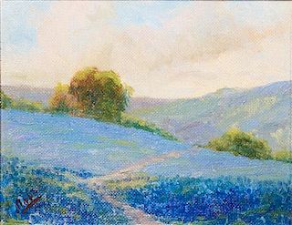 Frank Earl Klepper  , (American, 1890-1952), Field of Blue Flowers
