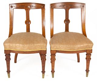PAIR OF FRENCH WALNUT SIDE CHAIRS