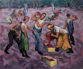 Frederick Rhodes Sisson, (American, 1893-1962), Cranberry Pickers