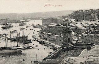 Photogr. Panoramaansicht von Malta. Leporello. Um 1900. Format 9 x 97 cm.