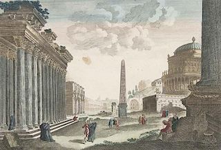 Probst, Georg Balthasar
Vestiges de plusieurs beaux monuments de l'ancienne Rome. Kolorierter Kupferstich. Paris, Daumont, (u