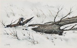 Rudolph Ohrning  , (American, 1930-2011), Fallen Log, 1970 and Thistle, 1972 (two works)