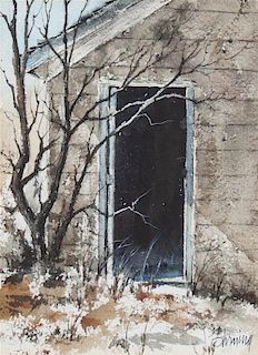 Rudolph Ohrning  , (American, 1930-2011), Barn Door III, Barn Door IV and Autumn Landscape (three works)