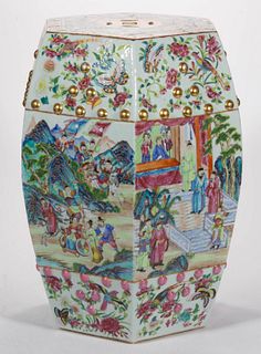 CHINESE EXPORT PORCELAIN FAMILLE ROSE GARDEN SEAT