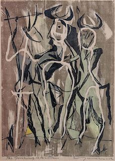 Adja Yunkers, (American/Latvian, 1900-1983), The Gathering of the Clans, 1952