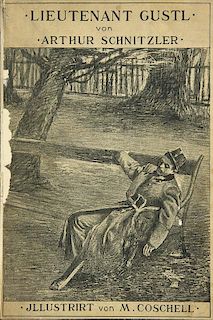 Schnitzler, Arthur
Lieutenant Gustl. Novelle. Mit 19 teils ganzs. Illustrationen von M. Coschell. Berlin, S. Fischer, 1901. 8