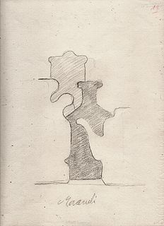  Georgio Morandi Still Life: Bottles & Teapot, Graphite on paper 