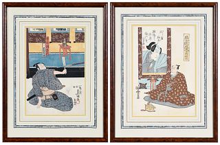 Two Framed Japanese Woodblock Prints
