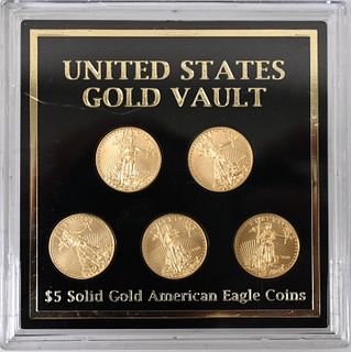 Two of 2008 Five 2008 1/10 Ounce Gold Eagles UNC