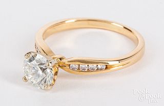14K yellow gold and diamond engagement ring