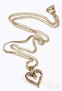 10K gold necklace with diamond heart pendant