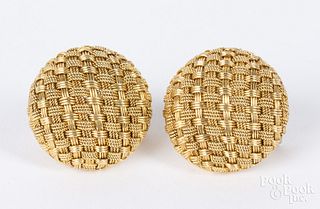 Pair of Italian 18K gold earrings