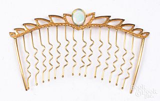 18K gold and opal hair comb