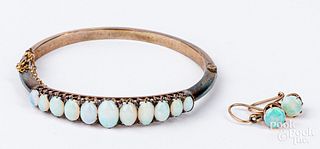 10K gold and opal bracelet and pair of earrings