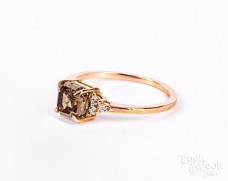 14K gold and fancy deep brown diamond ring