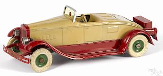Kingsbury pressed steel clockwork rumble seat roadster with rubber tires and electric headlights