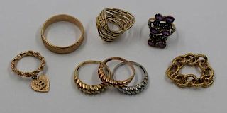 JEWELRY. Grouping of Eight 14kt Gold Rings.