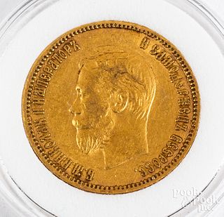 Russian 1901 ten ruble gold coin