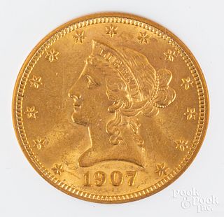 1907 Liberty Head ten dollar gold coin NGC MS62