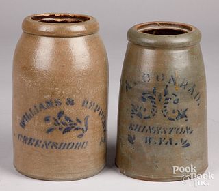Two Western Pennsylvania stoneware crocks, 19th c.