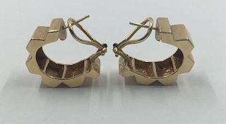 JEWELRY. Pair of 14kt Gold Retro Hoop Earrings.